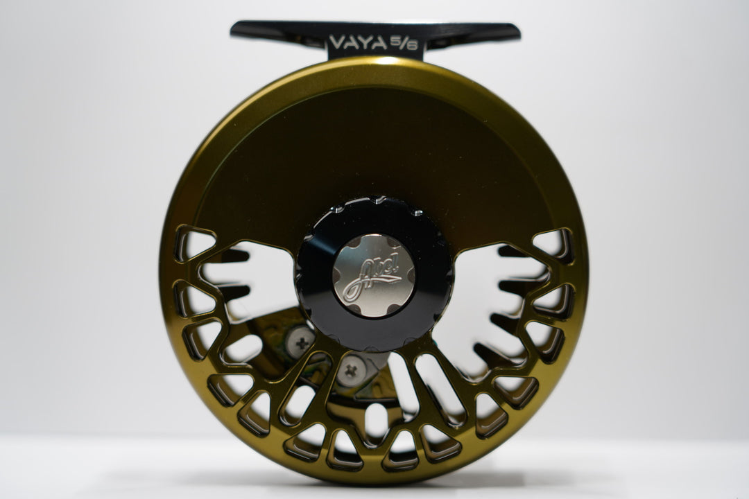ABEL VAYA 5/6 DARK OLIVE - High-performance fly reel with partially-ported frame and precision-balanced drag system