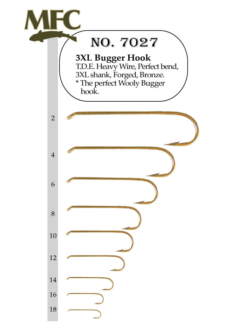 MFC 3XL Streamer/Nymph Hook 7027 -Bronze -25 Pack - Wooly Bugger Hook