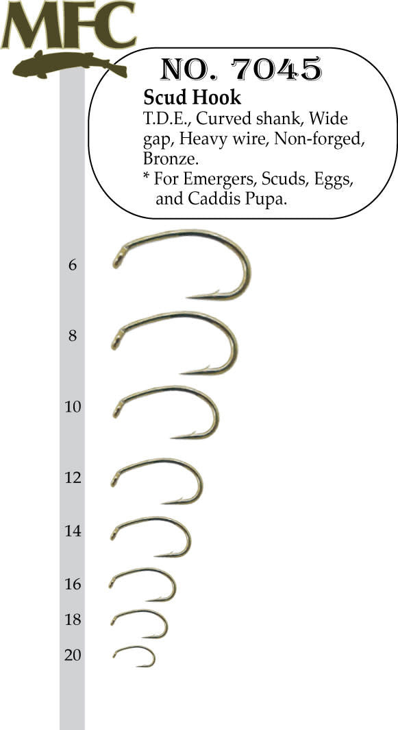 MFC 2X Heavy Scud Hook 7045 for Emergers, Scuds, Eggs, and Caddis Pupa