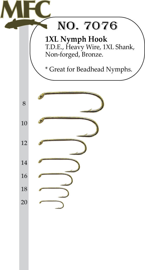 MFC 1 XL Nymph Hook - Bronze 25 pack - High-Quality and Durable Fishing Hooks