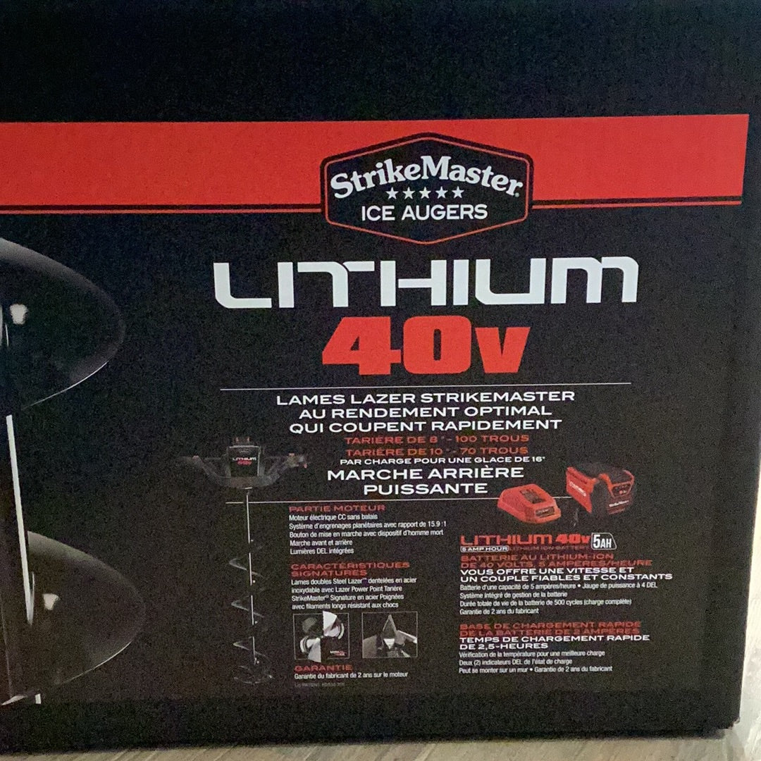 Strikemaster Ice Auger 10” - 40 Volt Lithium