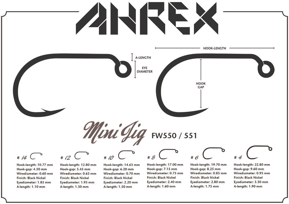 Ahrex FW551 Mini Jig Barbless Hook Size