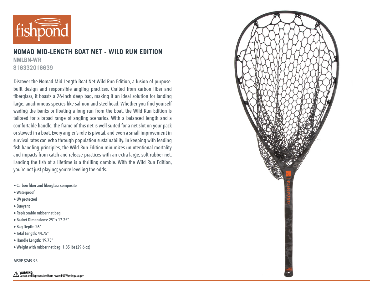 Fishpond Nomad Mid-Length Boat Net Wild Run edition – Gunnison River Fly  Shop