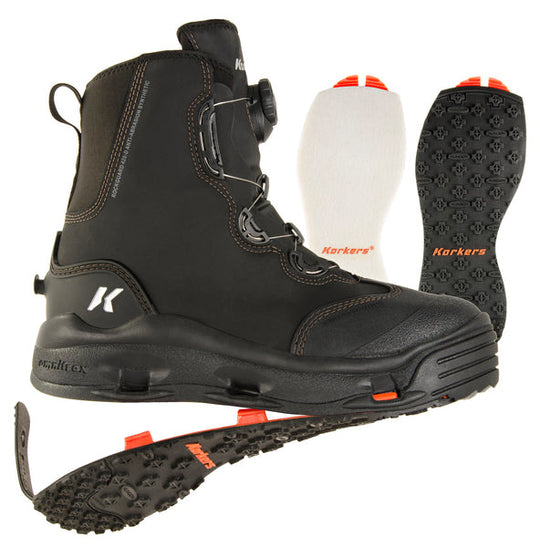 Korkers Devil's Canyon Wading Boot with Felt/Kling-On Soles - Lightweight, Traction, Fit System, Fast Drying, Durability, Internal Drainage, Comfort, SPECS